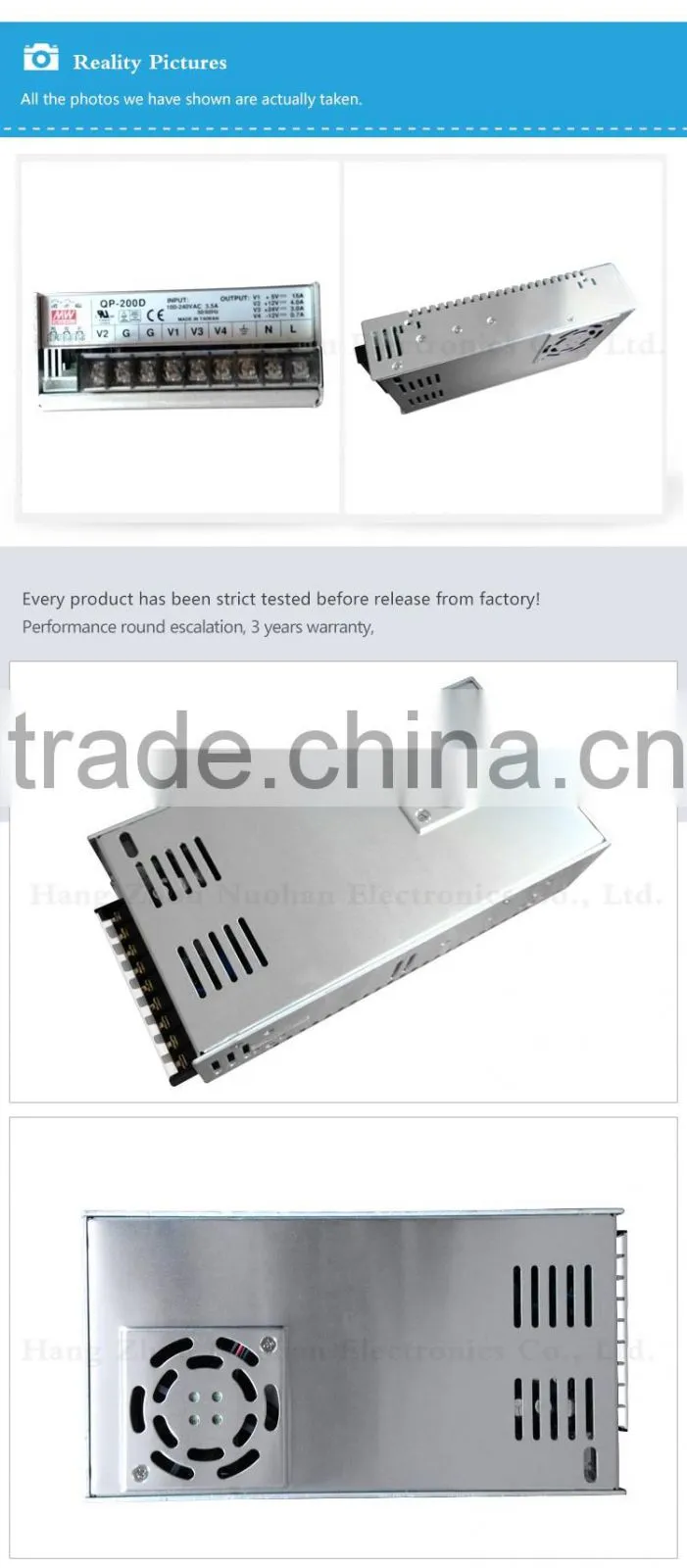 Mean Well 200W Quad Output with PFC Function Power Supply/5V 12V 24V -12V Switch Power Supply/200w quad PFC power supply