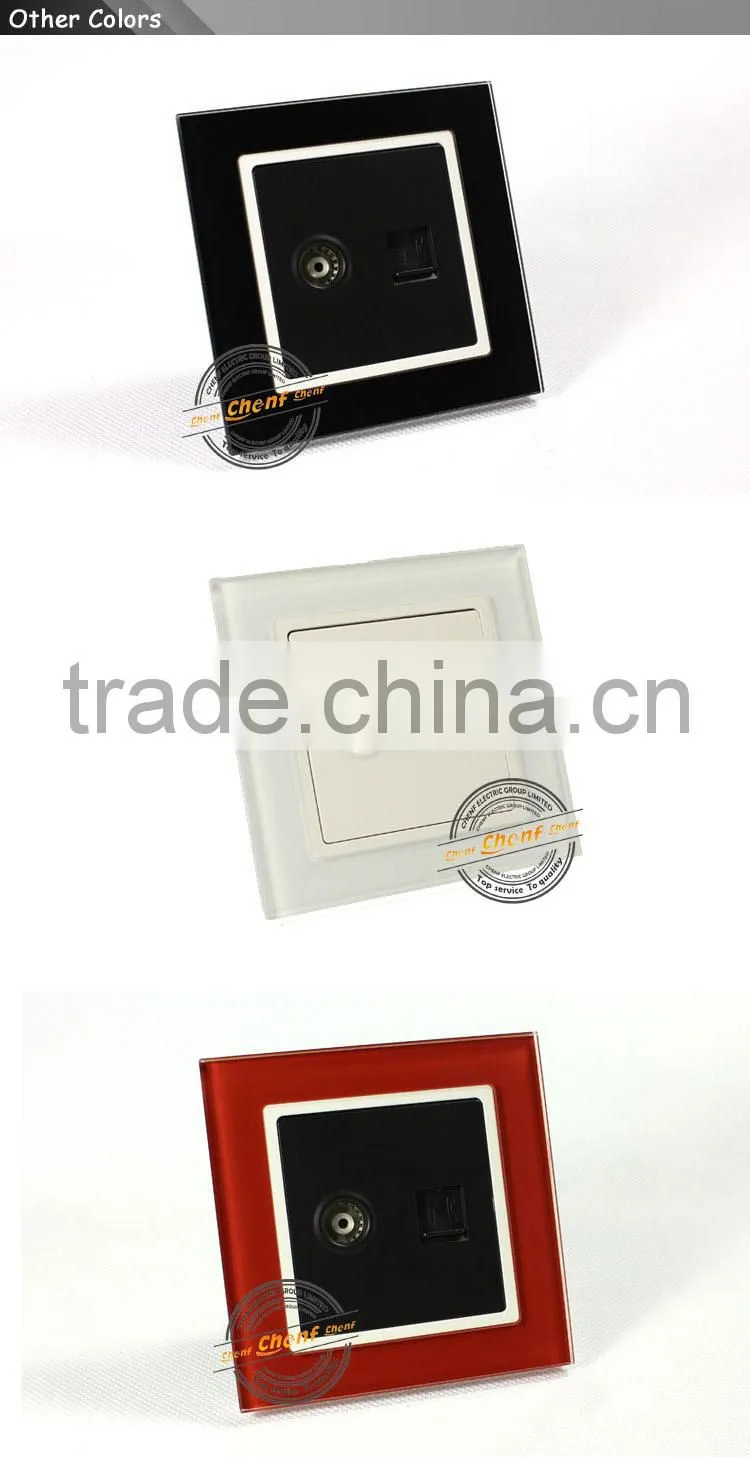 Hot Sell Cheaper Tempered Glass telephone and TV outlet wall socket 86mm