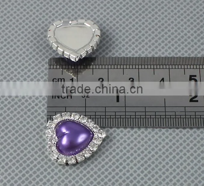 Small Flat Back Purple Heart Shaped Rhinestone Fashion Button 2308DP14