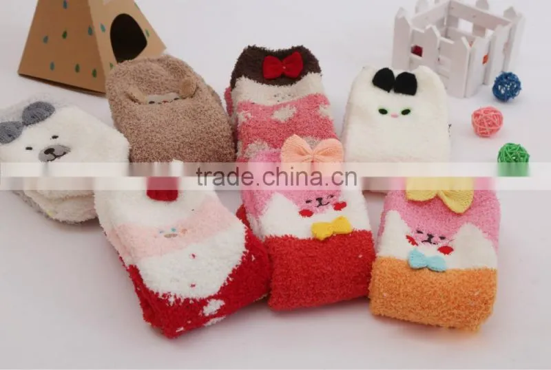 Embroidery three-dimensional cartoon cute coral velvet socks funny christmas socks