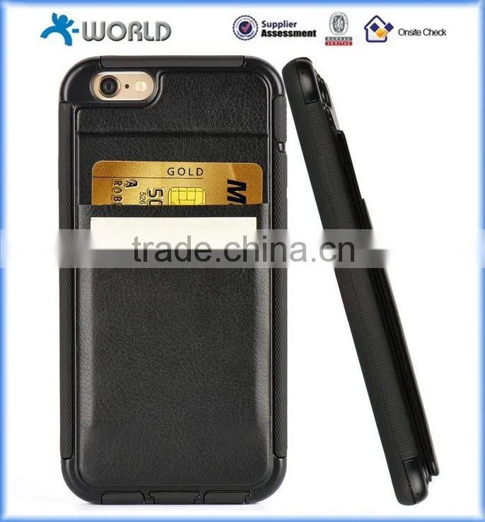 PU Leather Skin TPU Case for iPhone 6S/6 Plus with Card Slot and Stand
