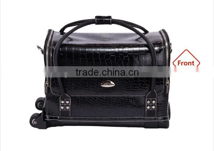 2016 New Arrival Wholesale Classic Black High Quality PU Leather Cosmetic Bag Makeup