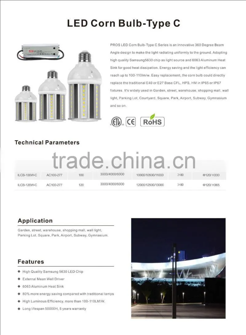 3years warranty E40 led lamp 360 degree led corn light 27w 36w 45w 54w