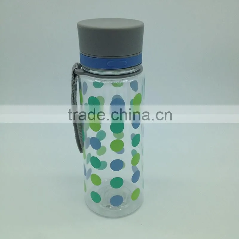 600ml carry strap BPA Free flip up hydration sports bottle with decal