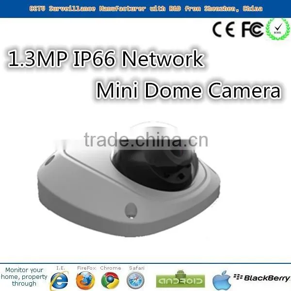 1.3MP IP66 Network Mini Dome Camera HD720p Hikvision Camera DS-2CD2512F-I