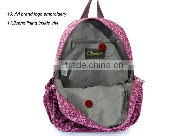 Vivisecret 2016 Fashion teenage girl Schoolbag Casual Bright Colors Cartoon School Backpacks