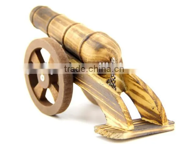 Handmade natural wooden military toy cannon