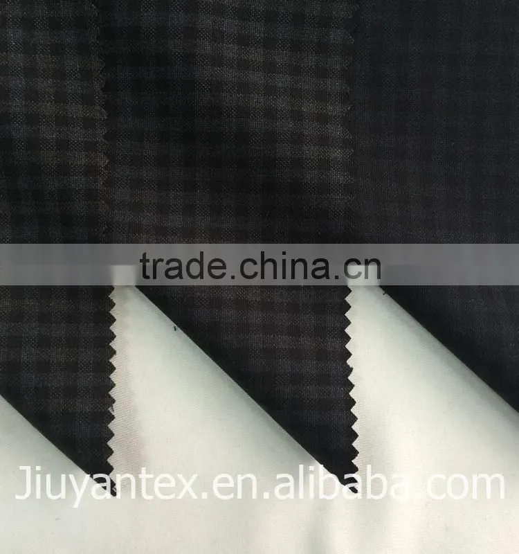 JY-1614 hot sale plain weave small checks design printed t82 r18 suiting fabric China supplier Jiuyan OEKO-TEX Standard 100