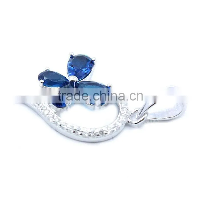 925 sterling silver rhdoium plated spinel pendant