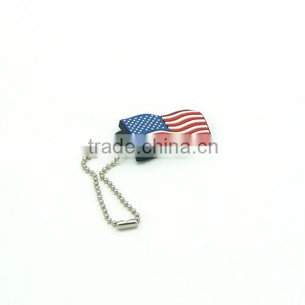 The American flag shaped 2d cheap custom soft pvc keychain