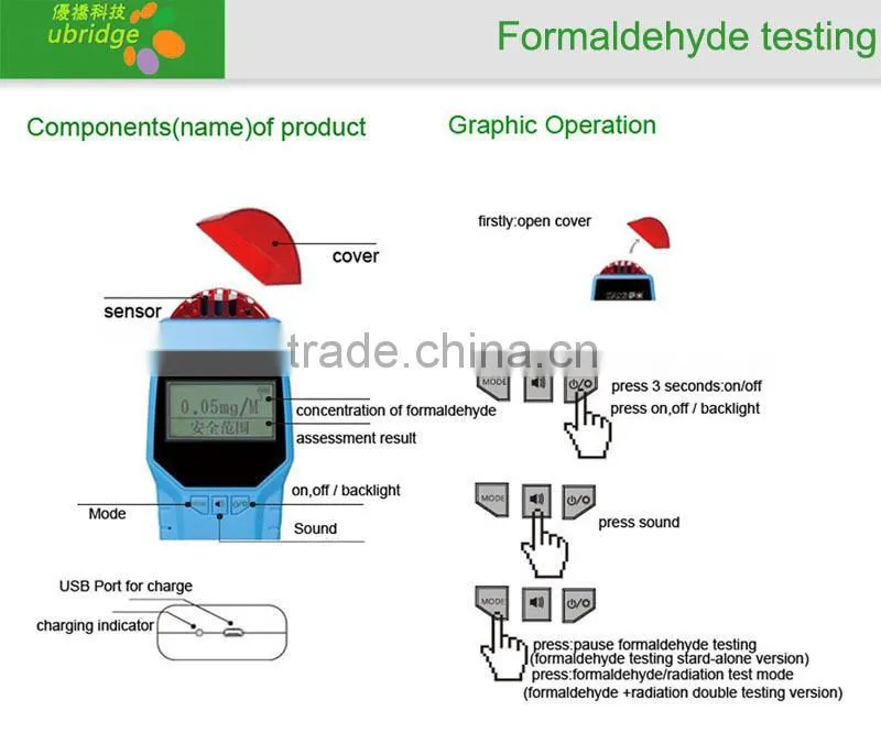 Hi precision Formaldehyde Analyzer with battery Cpacity 1000mAH