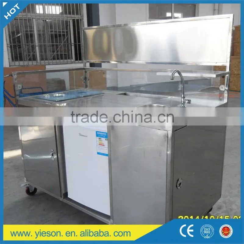 304 stainless steel hot dog trolley mobile hot dog carts food cart for sale