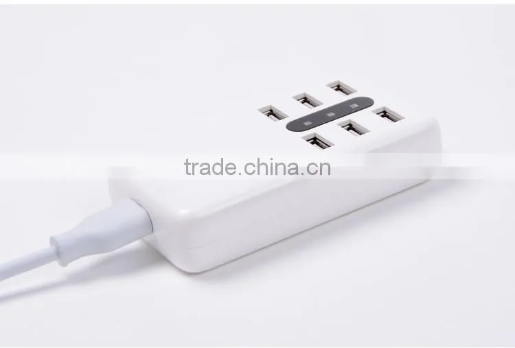 6 usb ports fast charging socket charger with LED indicator light
