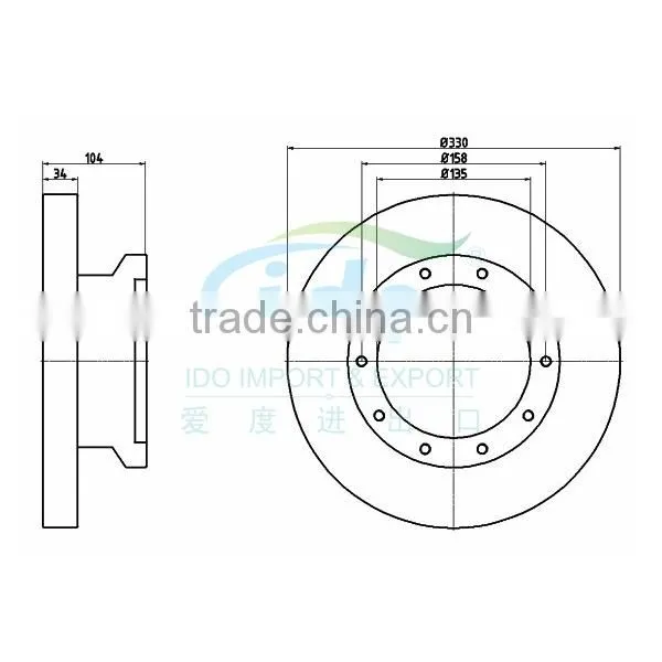 Truck brake disc price for MAN 81508030026