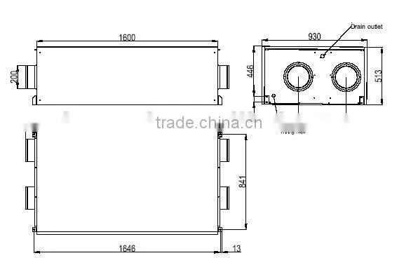 EC motor Double way filter class G4+F7+H10 ceiling type Air conditioner