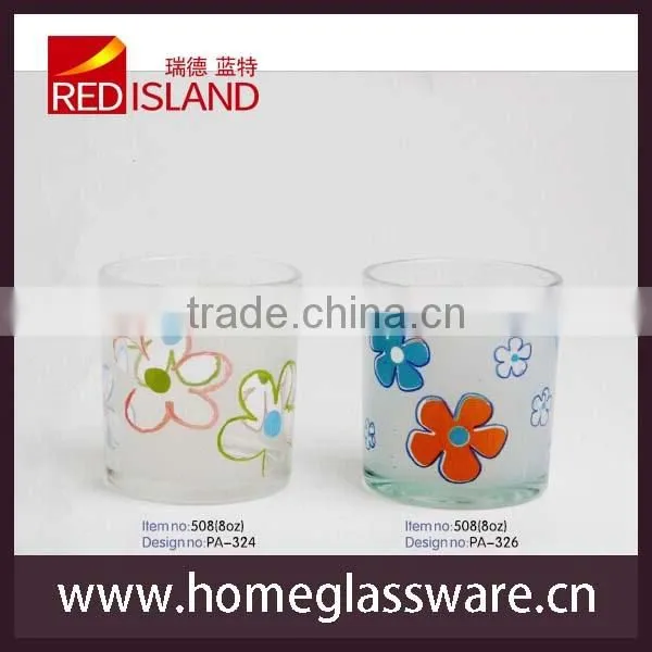 8oz glass cup with printing designs/water cup/printed glass cup