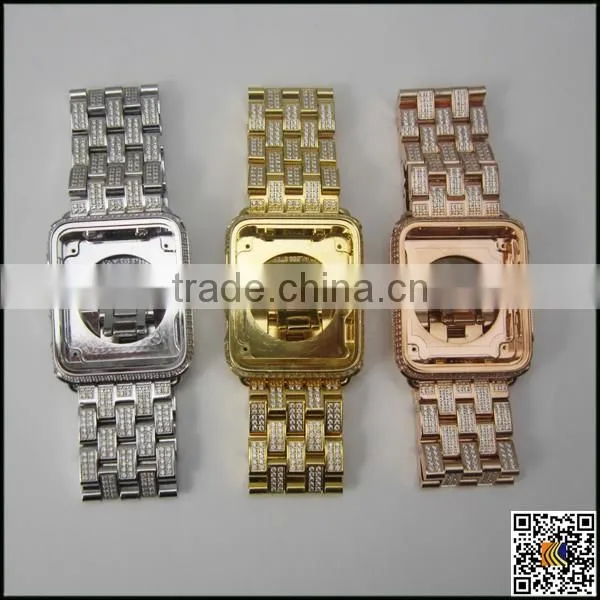 Luxury diamond watch band for apple watch,gold plating strap,for apple watch diamond band