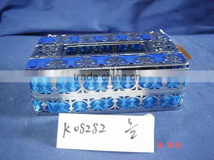 Metal tissue box napkin holder with red riband