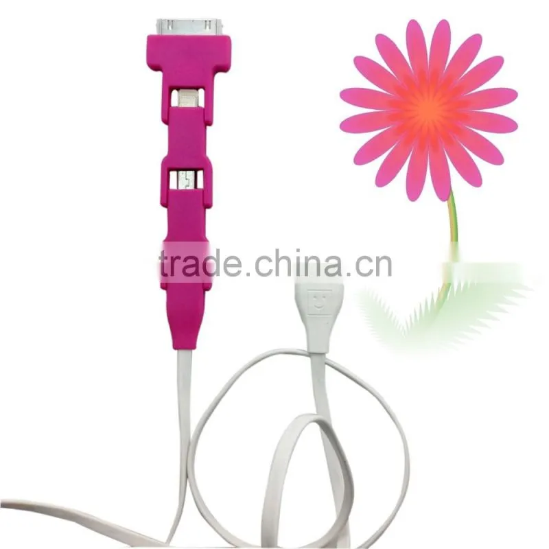 Affordable Custom 4 in 1 Multi Charging Cable for iPhone 4, iPhone 5, iPAD, Samsung Smart