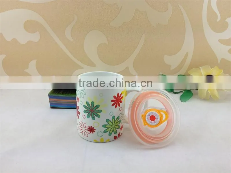 porcelain mug with plastic lid