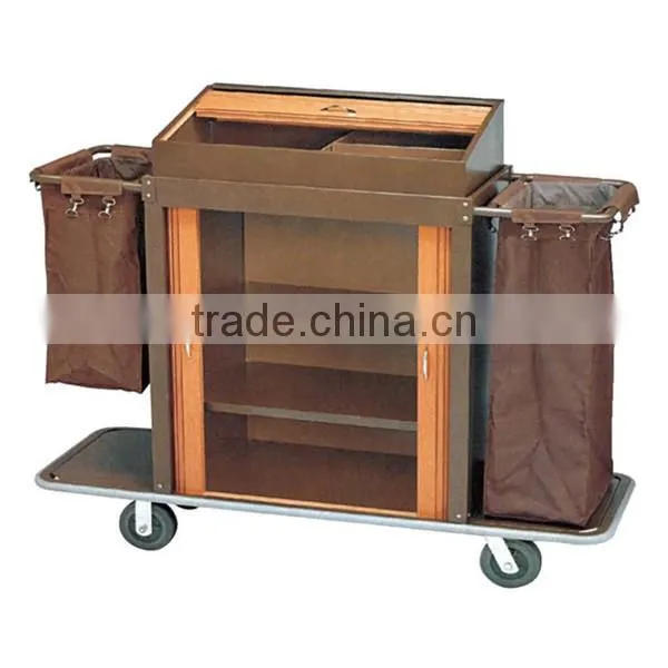 Stainless steel housekeeping trolley cleaning cart for hotel