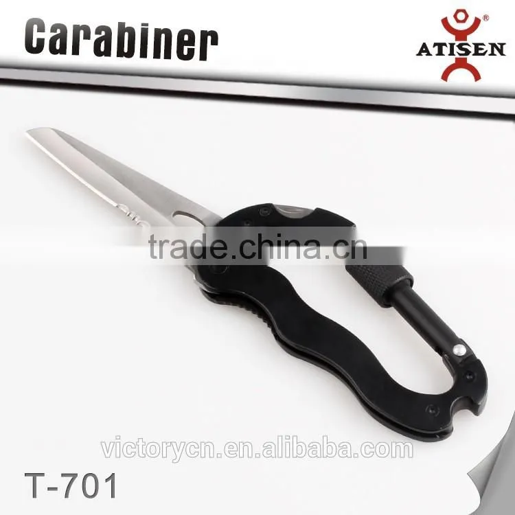 Multi Functions Climbing Carabiner With Hiking Knife And Screwdriver Outdoor Tool