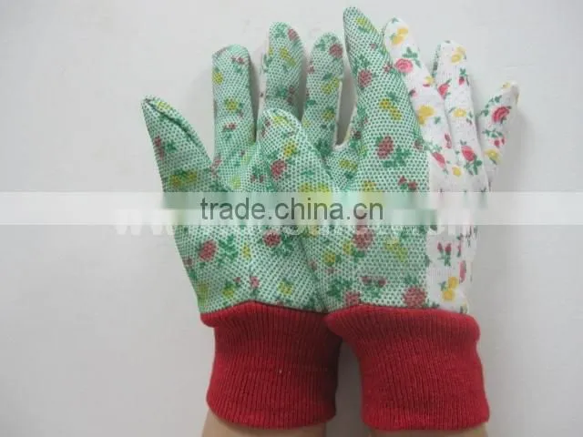 DDSAFETY 2017 Garden Cotton Glove PVC Dots On Plam Safety Working Gloves