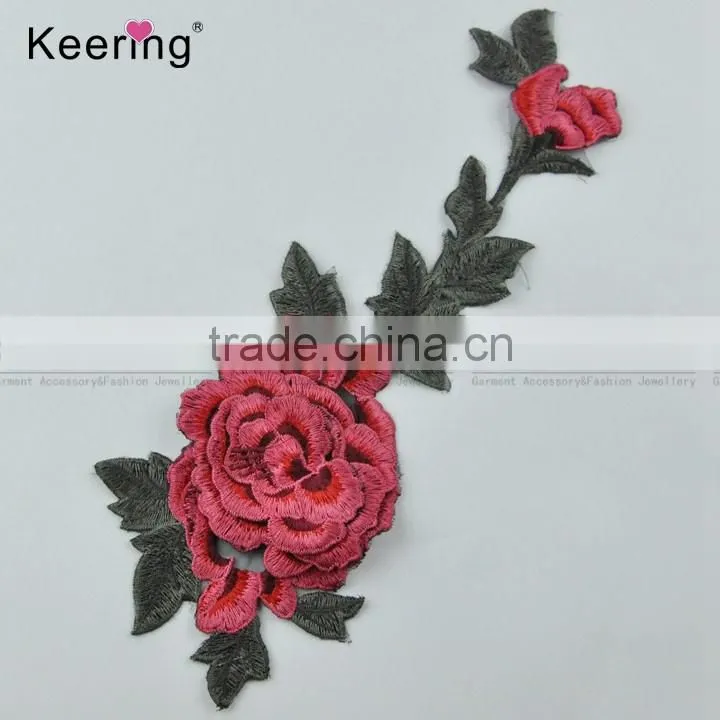 Chinese supplier flower applique embroidery textile patches for clothing