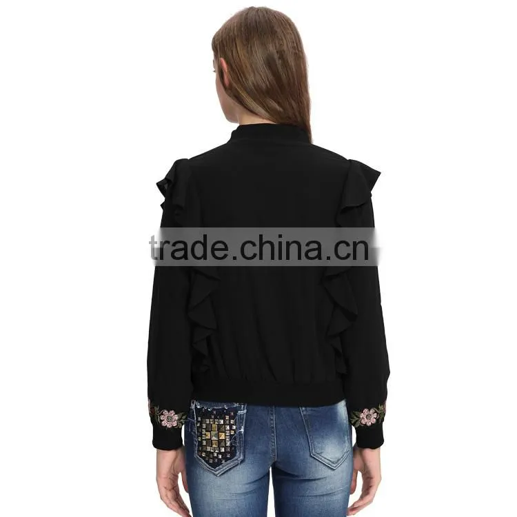Latest fashion custom women bomber flower jacket