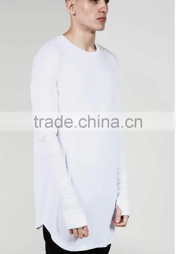 2016 summer Long sleeve t shirt Extended t shirt Sport Hip hop Oversized t shirt Streetwear Loose tee shirt