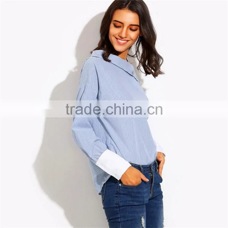 latest slash neck light blue fashion shirt pretty girl