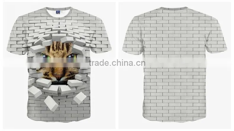Ebay hot sale 3D Animal printed T Shirts for men Flash-cat Printed 3D T-Shirts short sleeve
