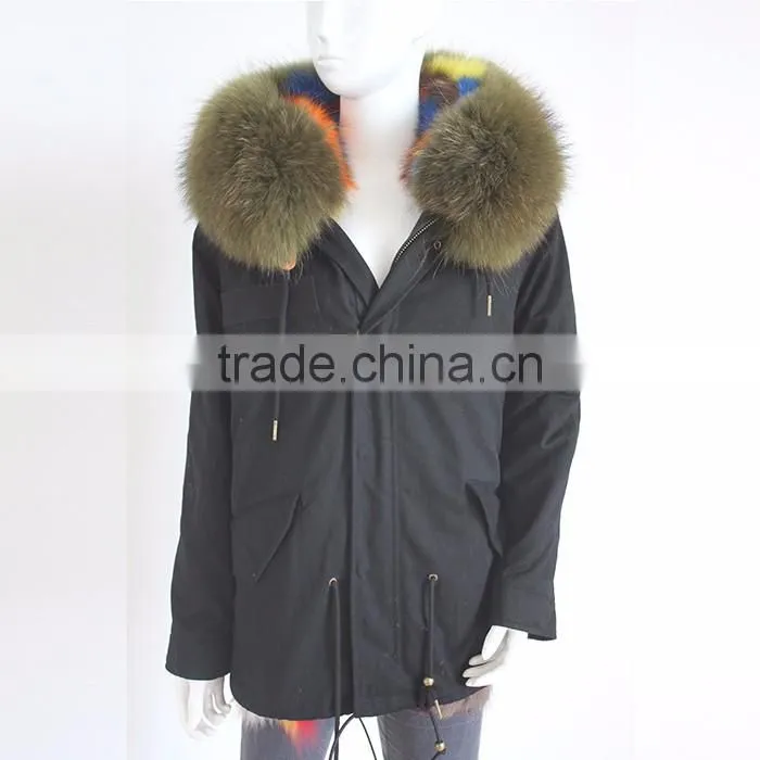 Myfur Customized Real Fur Parka Jackets Factory Price with Big Size Raccoon Fur Hood