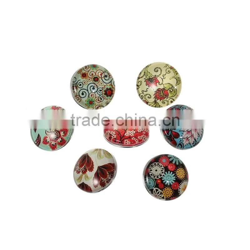 18mm Resin Fit Snap Button Bracelets Round Silver Tone At Random Flower Pattern , Knob Size: 5.5mm