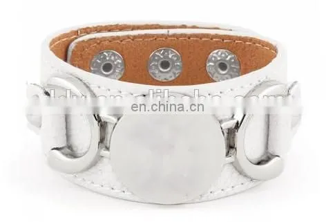 Suede Leather Open Cuff Stone Bracelet