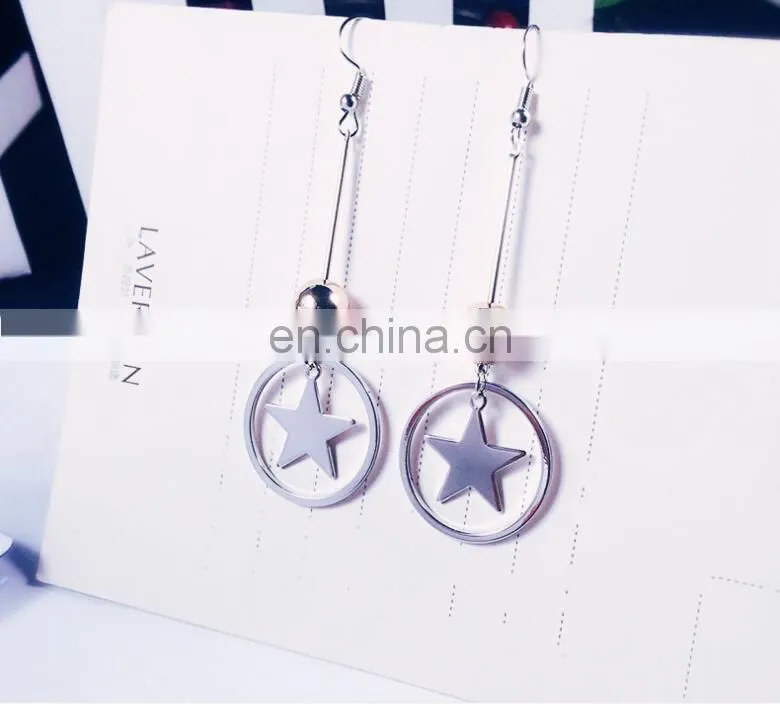 Contracted Han Guoer nail female long tassel earrings hand geometry eardrop asymmetric earrings wholesale pearl earrings
