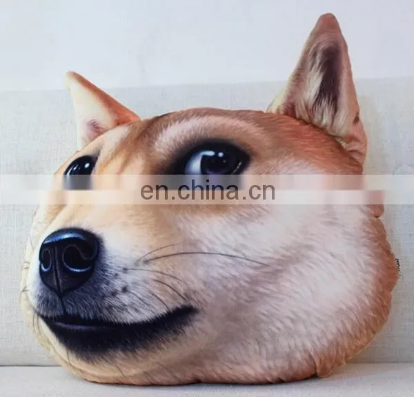 Cheap cartoon 3d printing decorative dog pillow custom cute soft plush animal shaped car seat cushion