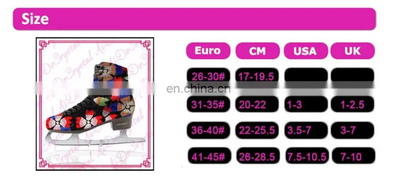 Aidocrystal New style flower pattern crystal bling ice skating shoes,figure skate ice dancing shoes