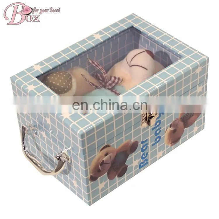 Customized HIgh Quality PVC Window Metal Lock Cardboard Suitcase Box