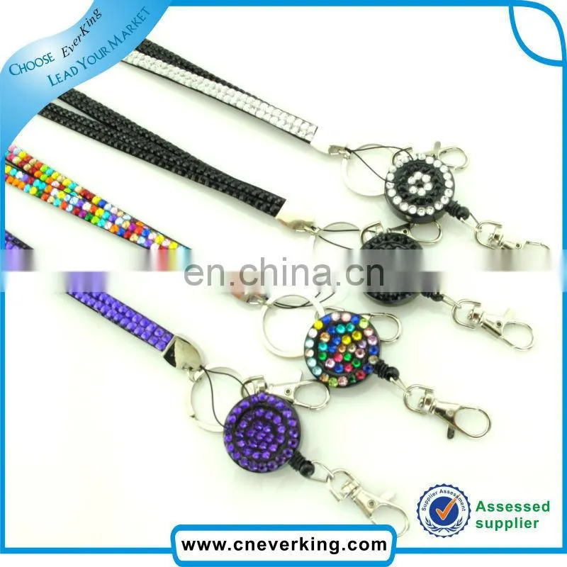 Custom rhinestone Lanyard with badge reel