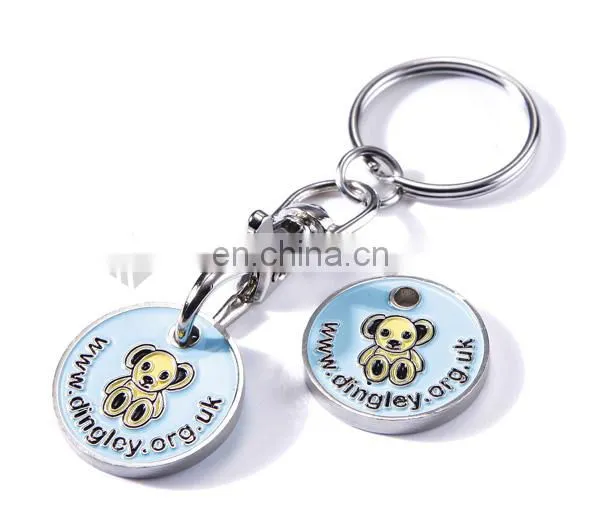 Metal souvenir keyring, top sale mini custom trolley coin keyring