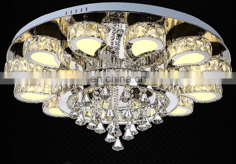Round led living room crystal ceiling ceiling luxury stainless steel lamps