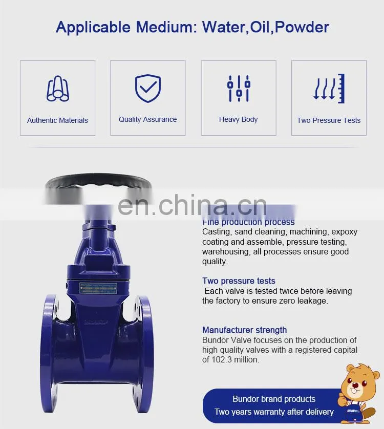 Bundor 6 Inch ht200 dn80 pn16 gate valve with handwheel Water Non Rising Resilient Seat Flanged Gate Valve
