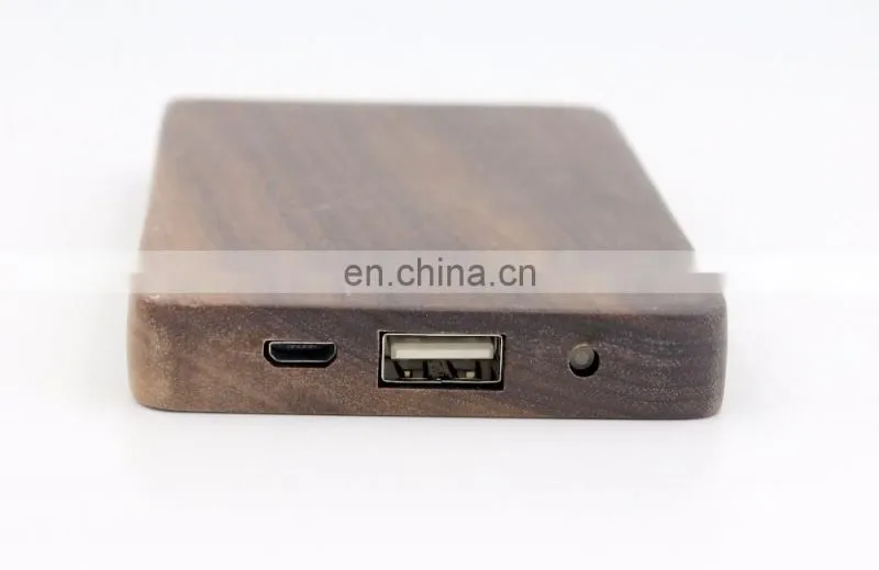 Wooden oem logo promotional 6000mah power bank wood battery charger super thin power charger for phone