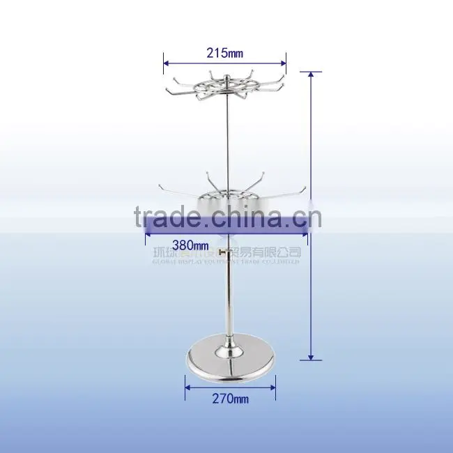 Modern chrome 2 tiers phone case spinner display rack