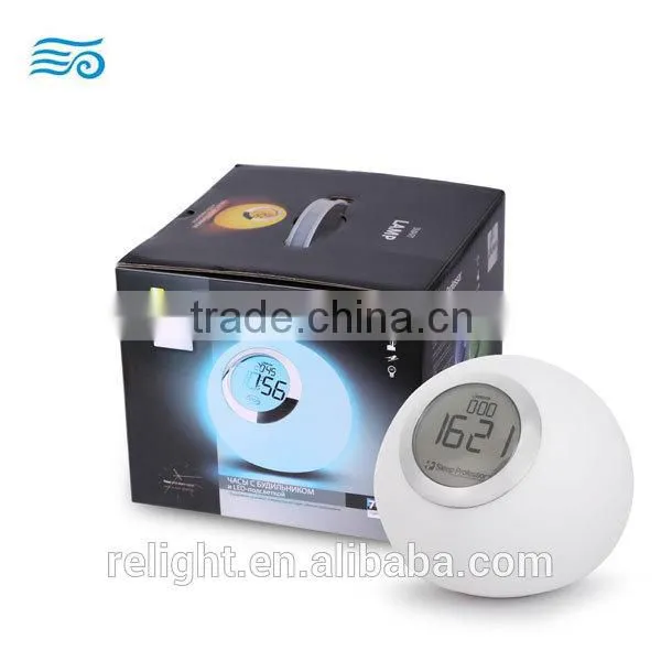 multicolor changing LED small Night Light with clock display and alarm clock function