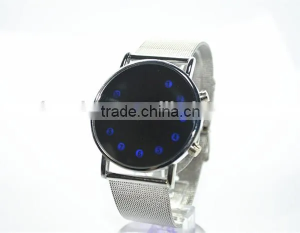 Mirror face led watch for young women with alloy band, roll ball led lights,alloy watch case