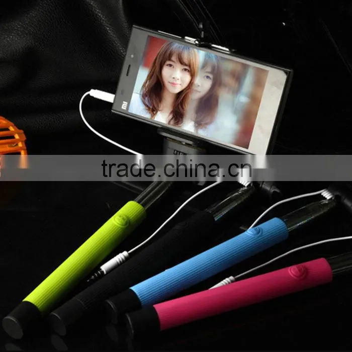 2015 new product monopod selfie stick with cable for mobile phone