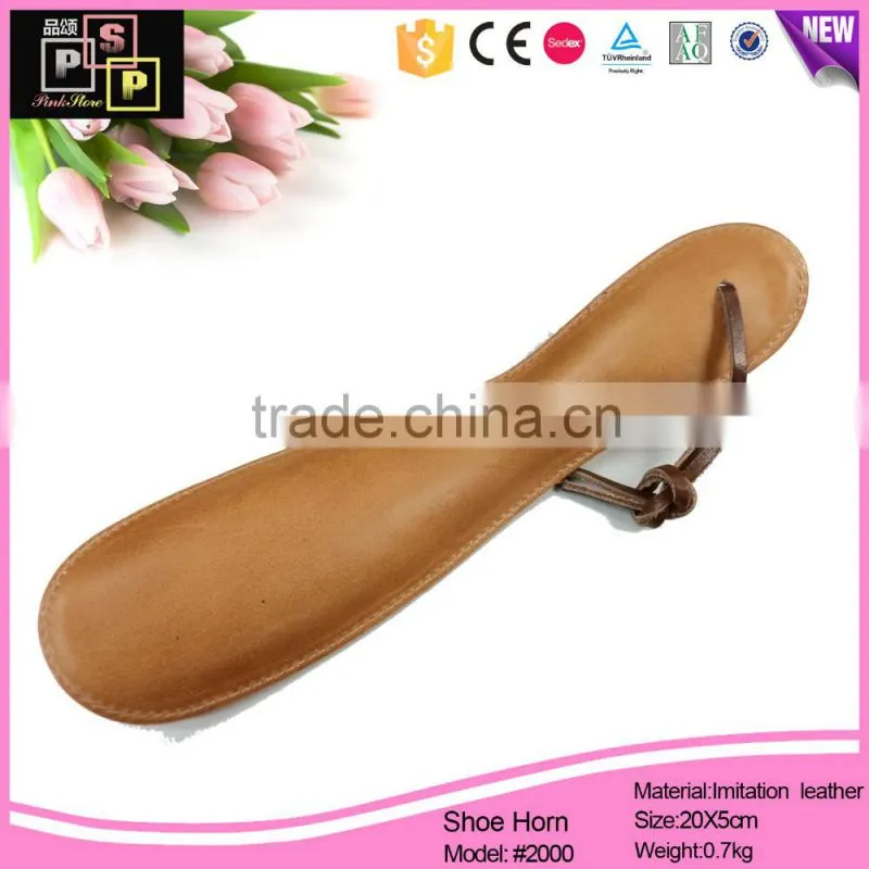 China Manufacturer High Quality Customed Logo PU Leather Cover Shoe Horn