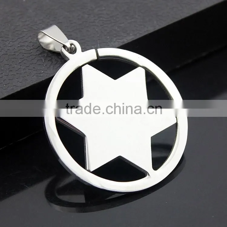 Hexagram pendant round stainless steel polishing process six-pointed star necklace
